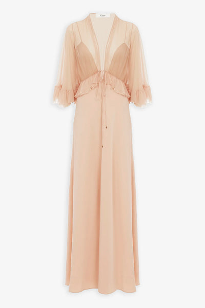 Chloé | V-neck crepe satin long dress | Savannahs