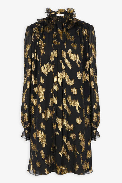 Silk jacquard lurex mini dress