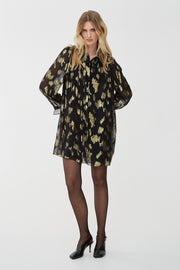 Silk jacquard lurex mini dress