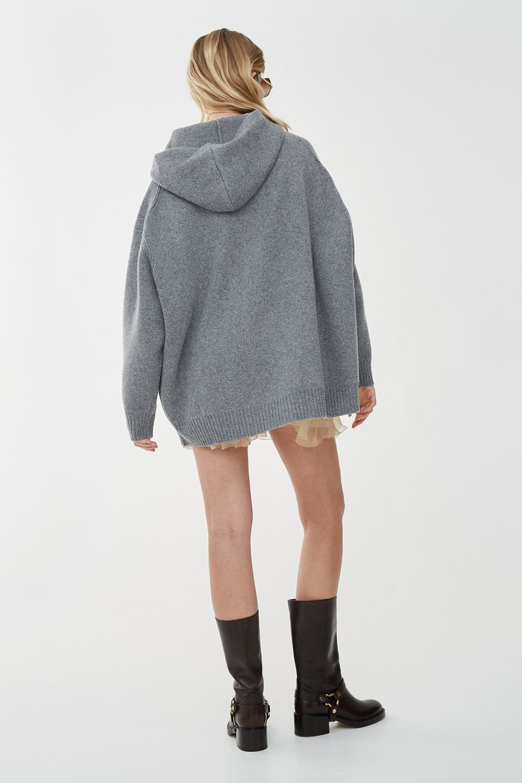 Oversized wool cashmere zip hoodie