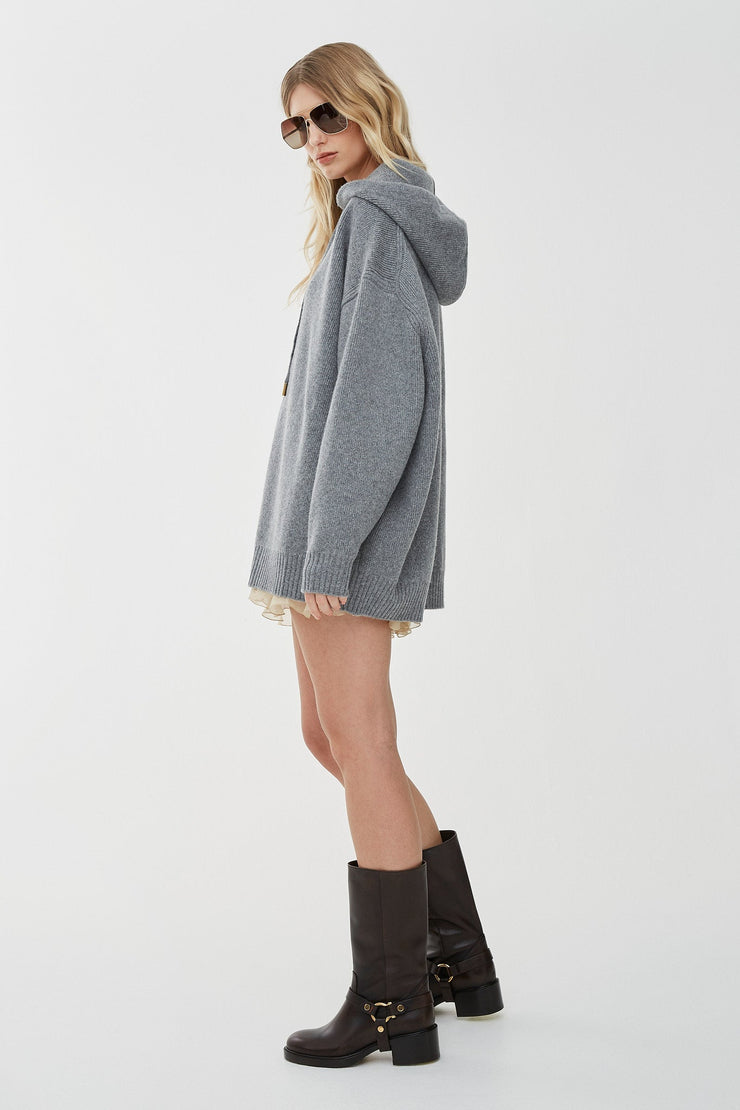 Oversized wool cashmere zip hoodie