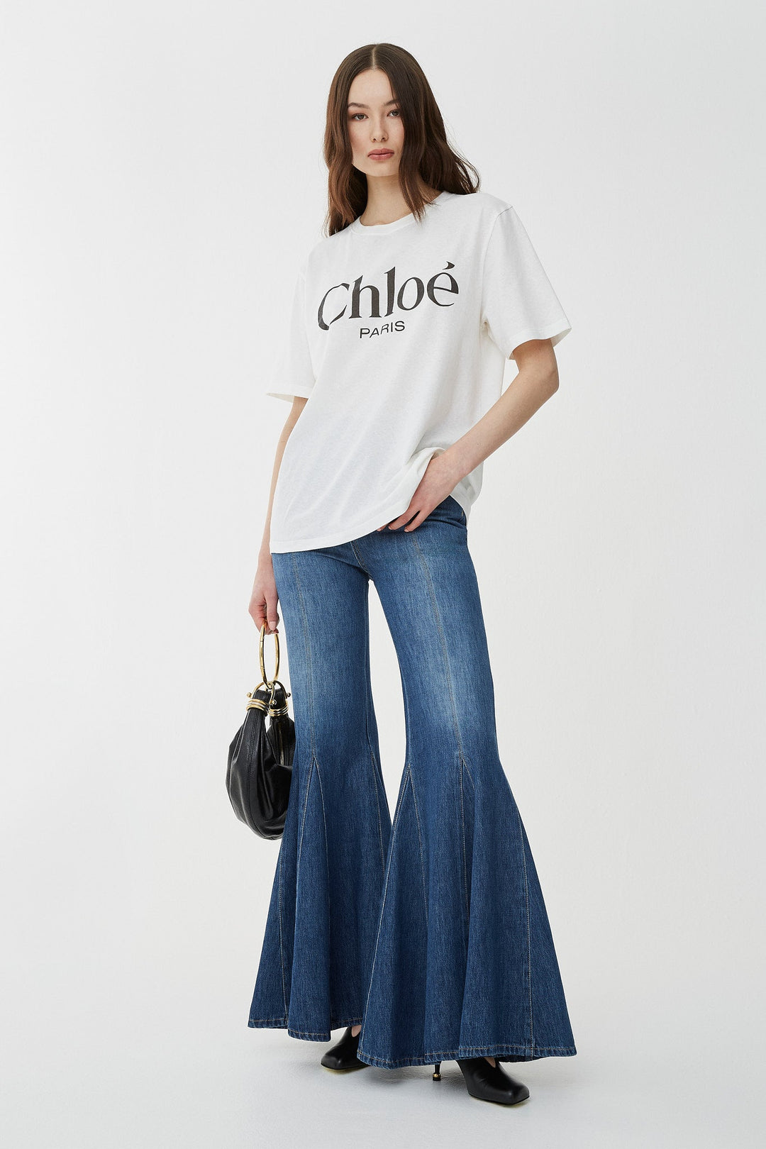 Tシャツ・カットソー Chloe CLASSIC 70`S TEE RUBBER PRINT JERSEY Chloé Crew Neck Logo T Shirt In Cotton Jersey in Blondie