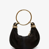 Bracelet black mini suede hobo bag