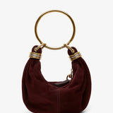 Bracelet burgundy mini suede hobo bag