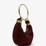 Bracelet burgundy mini suede hobo bag