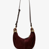 Bracelet burgundy mini suede hobo bag