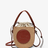 Horse medal brown raffia bucket bag