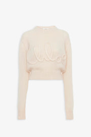 Embroidered alpaca silk knit sweater