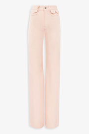 High-rise pink denim flare jeans