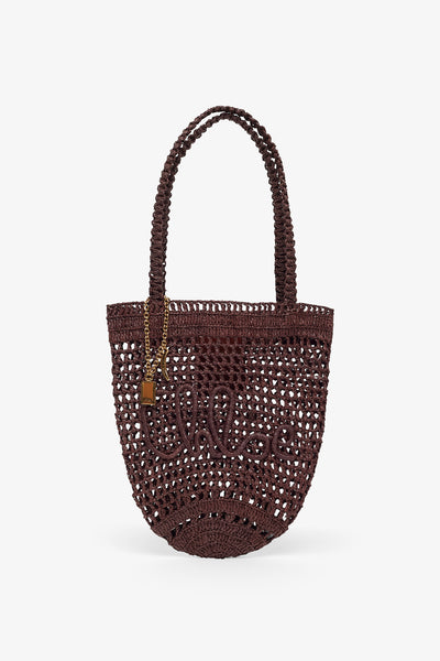 Small summer banana dark brown tote bag