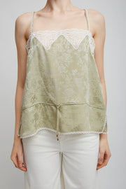 Silk tank top with lace