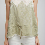Silk tank top with lace