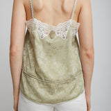Silk tank top with lace
