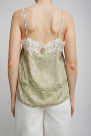 Silk tank top with lace
