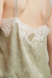 Silk tank top with lace