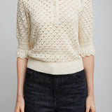 Lace-trimmed polo shirt