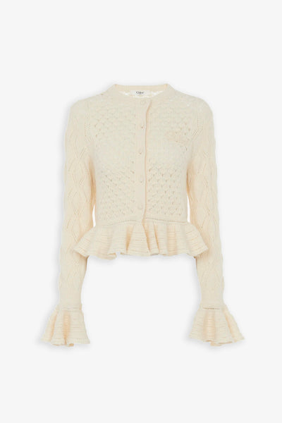 Ruffled knit cardigan