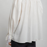 V neck cotton white blouse