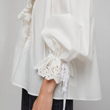 V neck cotton white blouse