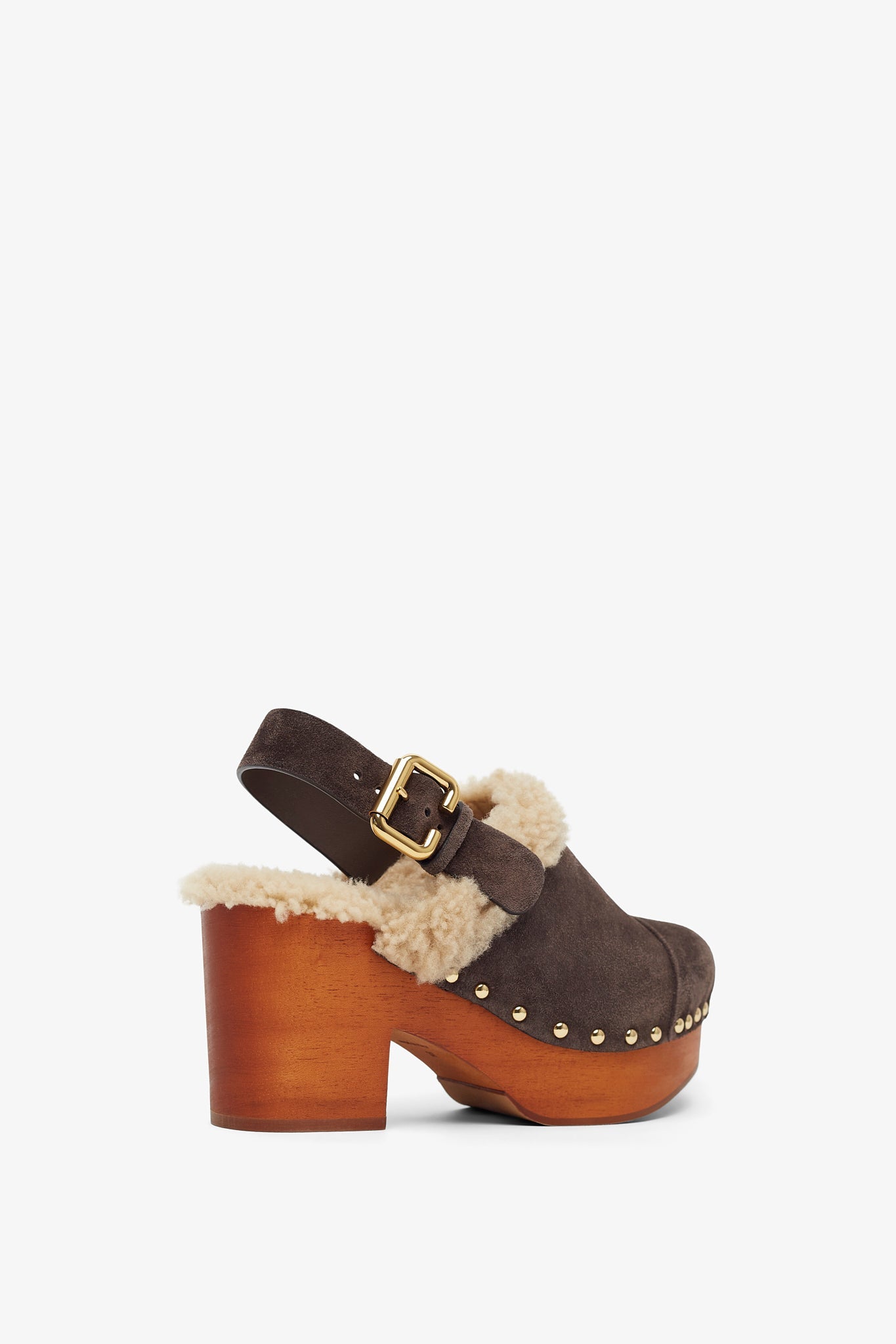 Jeannette brown shearling clogs