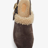 Jeannette brown shearling clogs