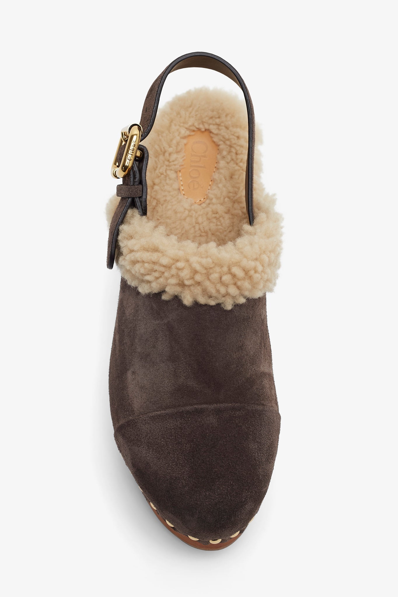 Jeannette brown shearling clogs