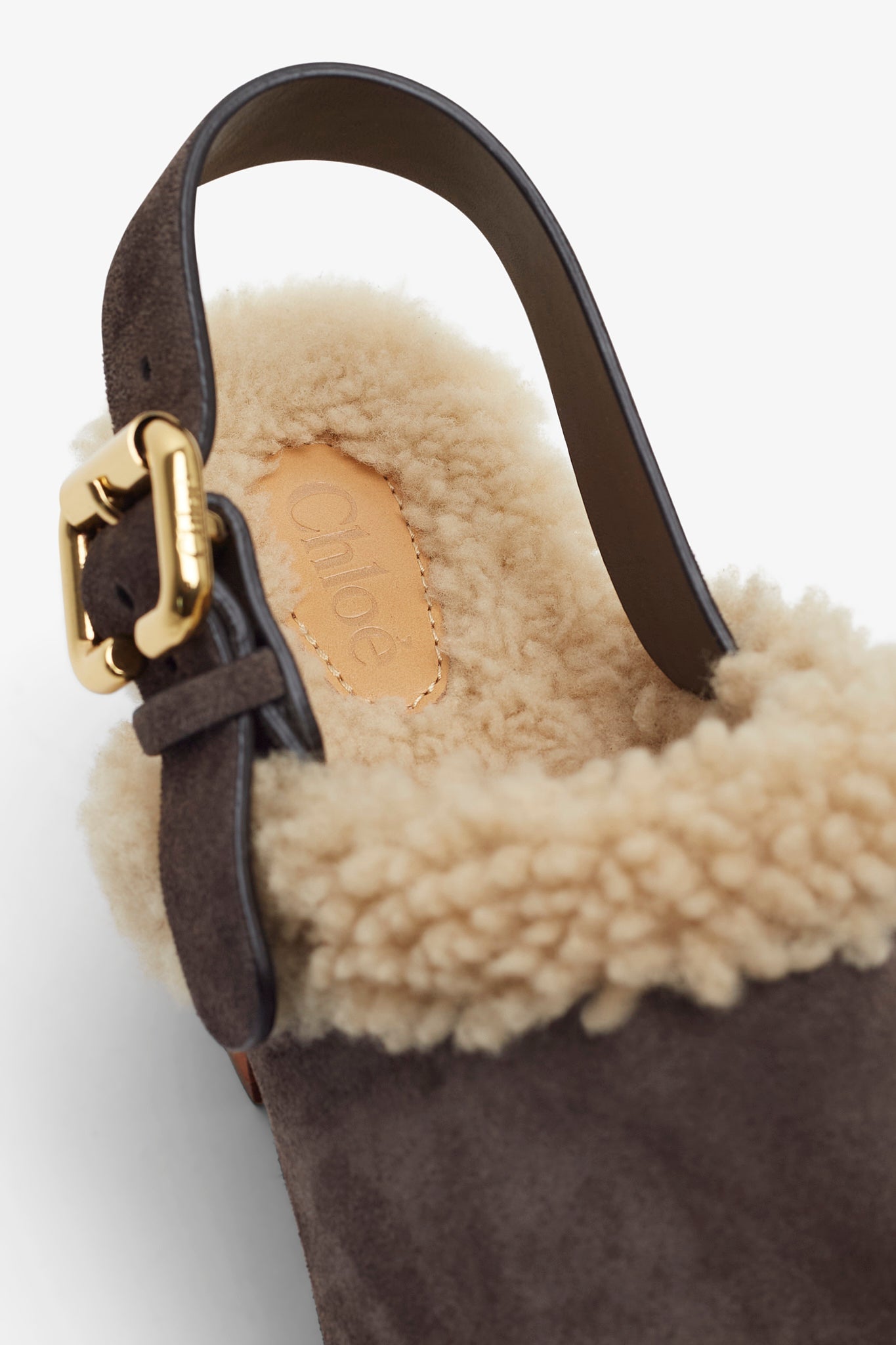 Jeannette brown shearling clogs