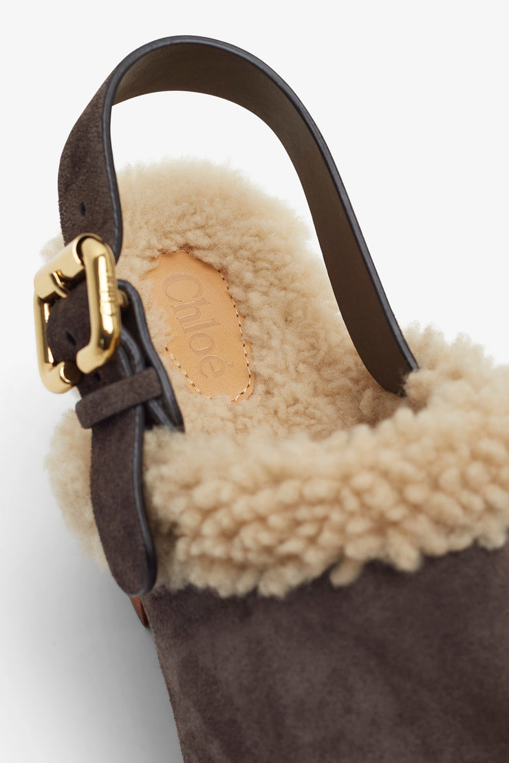 Jeannette brown shearling clogs