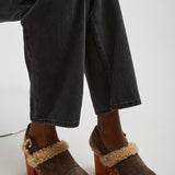 Jeannette brown shearling clogs