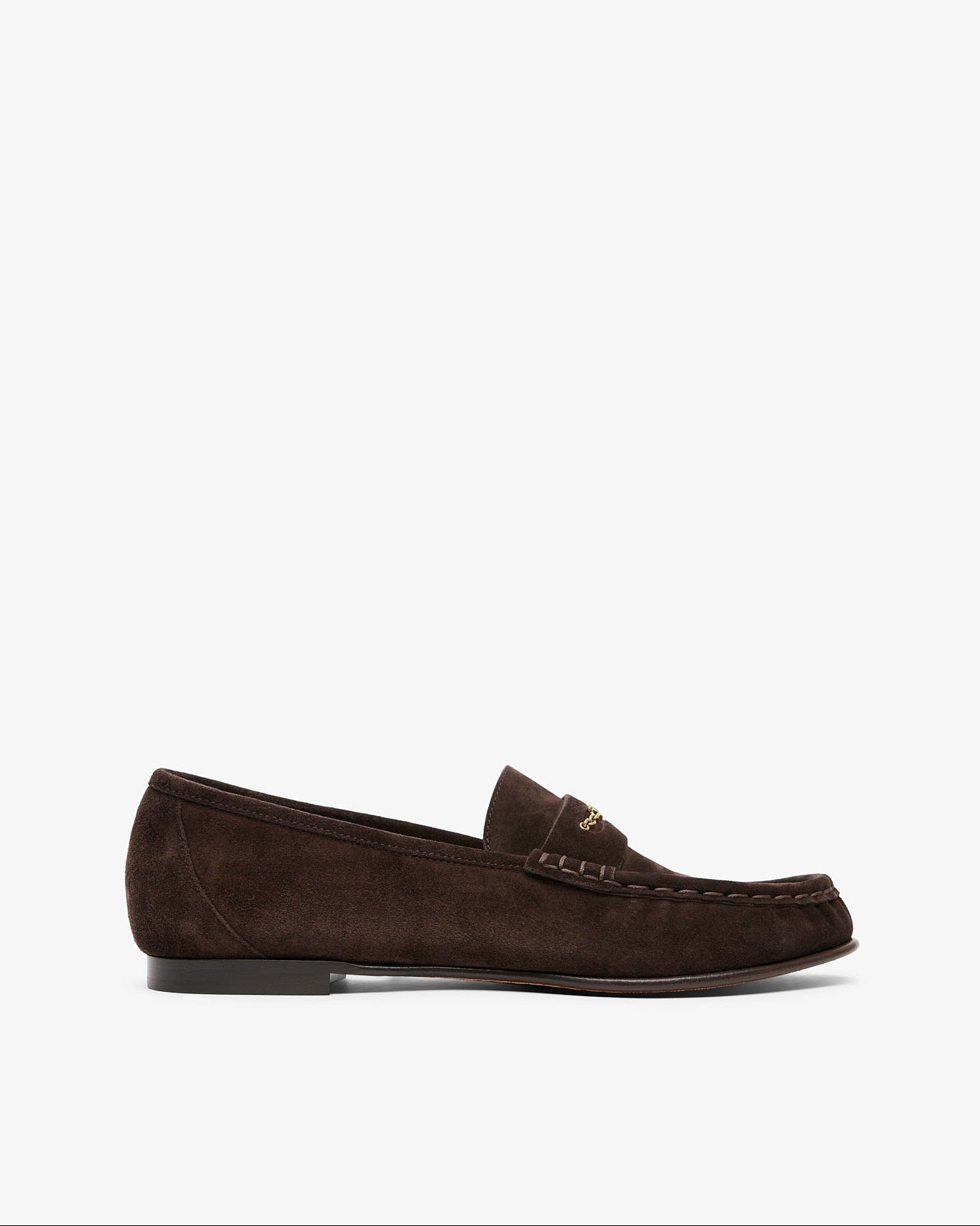 Black loafer shoe on a white background