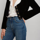 Cropped Spencer black velvet jacket