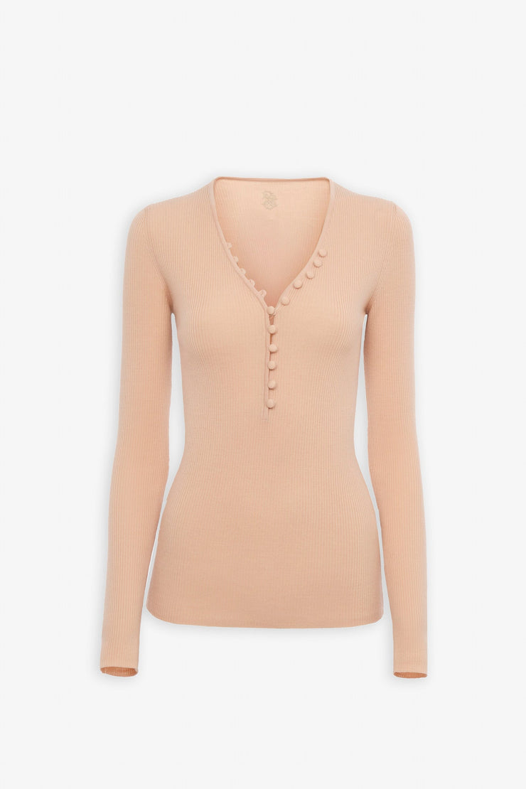 Henley wool knit shirt