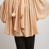 Oversized gathered lavalliere blouse
