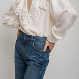 Maxi-collar white blouse