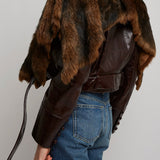 Brown cropped leather jacket