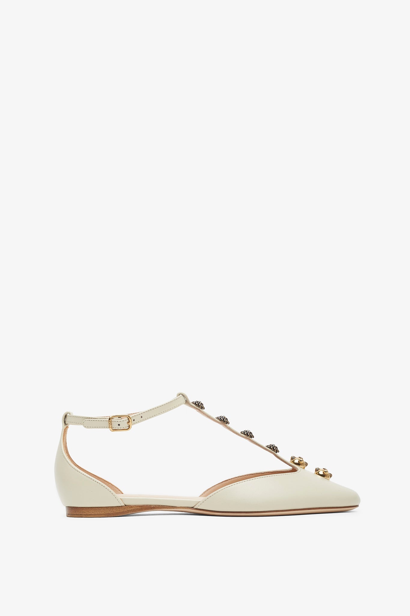 Celeste eggshell leather ballerinas
