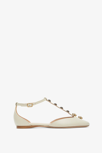 Celeste eggshell leather ballerinas