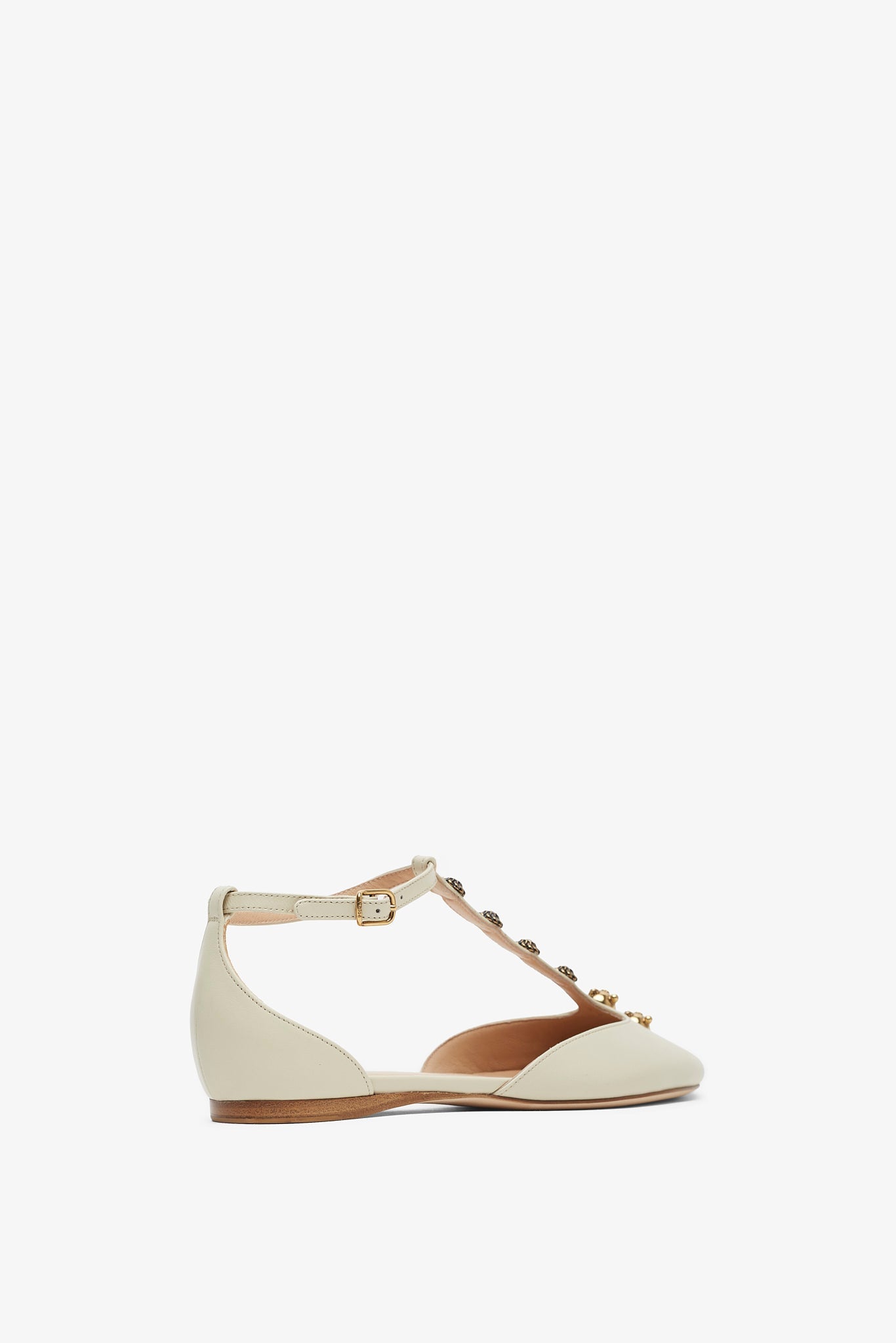 Celeste eggshell leather ballerinas
