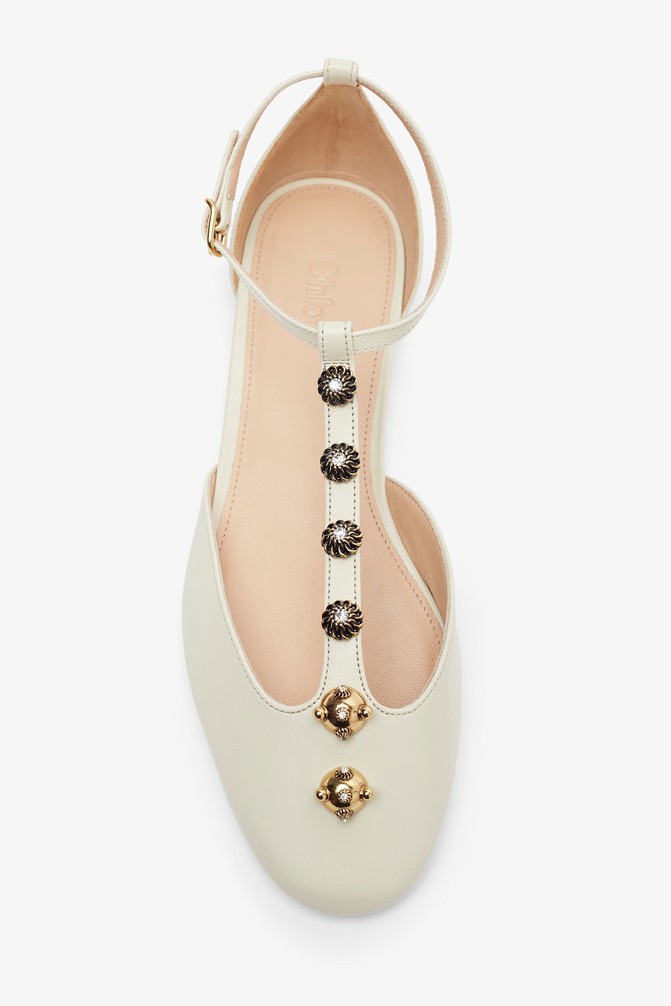 Celeste eggshell leather ballerinas