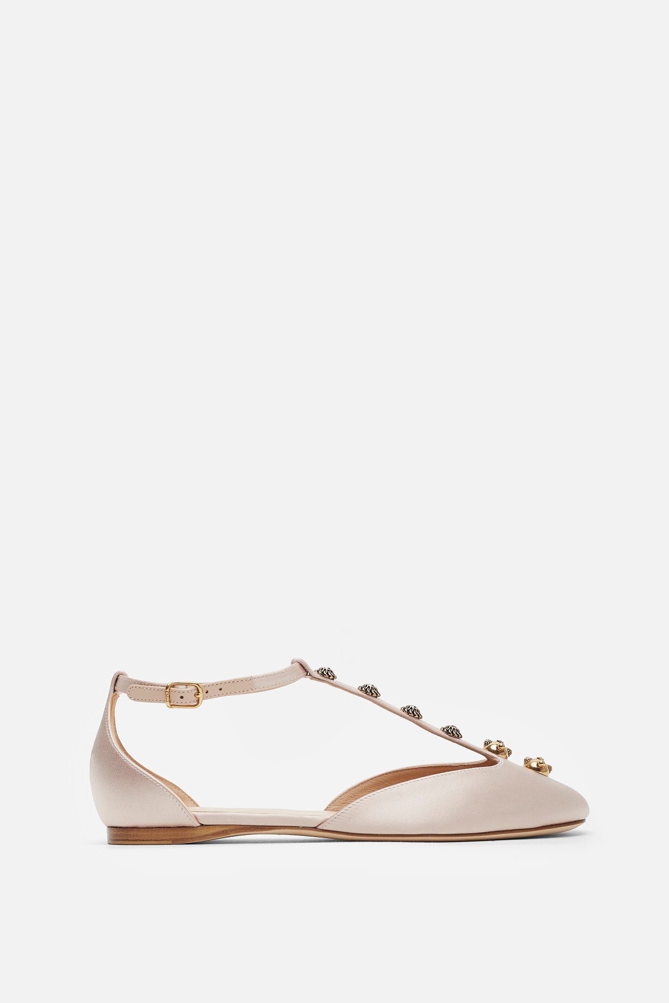 Celeste blushy beige satin ballerinas