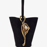 Eden black leather bucket bag