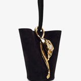 Eden black leather bucket bag