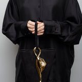 Eden black leather bucket bag