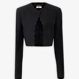 Black scallop cropped jacket
