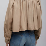 Gathered cropped cotton jacket