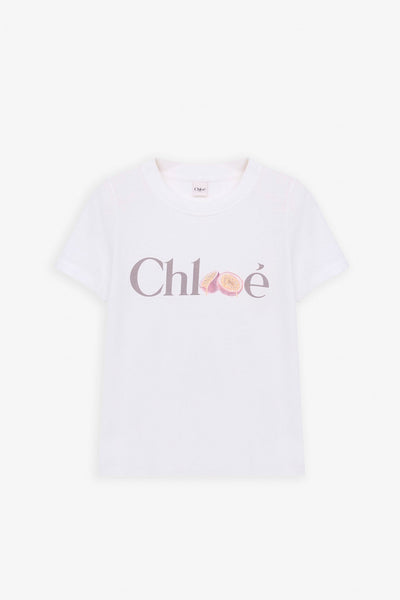 Logo white peach cotton t-shirt