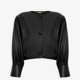 Cropped blouson leather jacket