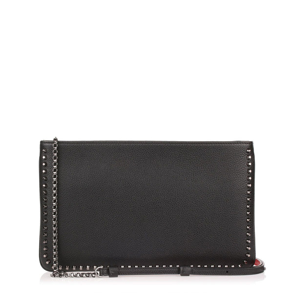 Loubiposh black leather studs clutch