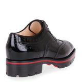 Charletta black patent brogue flat