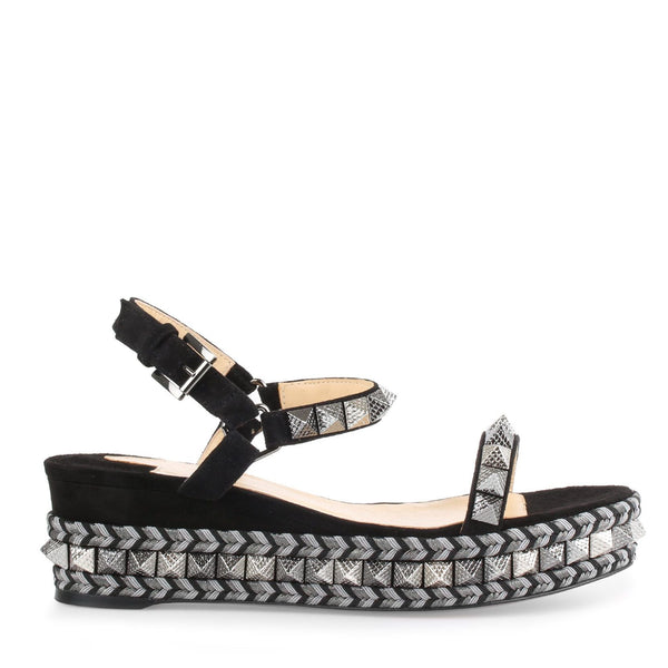 Christian Louboutin | Pyraclou 60 black suede sandals | Savannahs